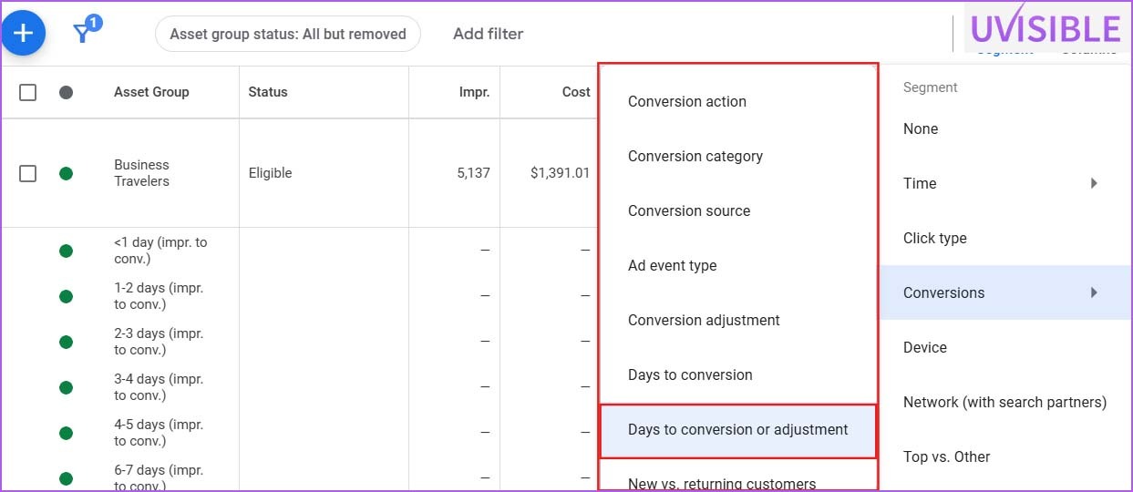 Pmax Asset Group - “Segment” Conversions